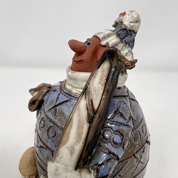 Sara Meadows Balloon People Pottery Art SKIER Winter Figure 5" Tall - Chip Hat - Picture 10 of 10